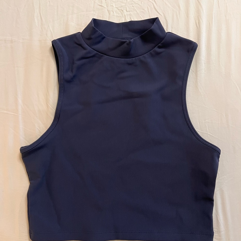 PARAGON Dark Blue Sleeveless Mock Neck Top